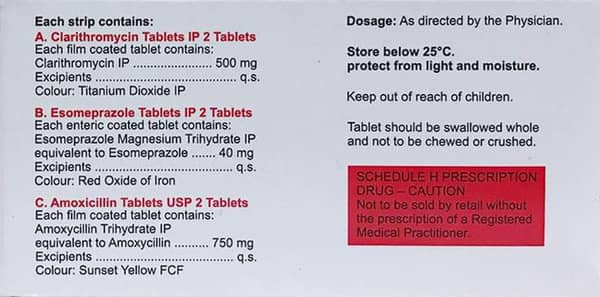 Pylokit Ac 500/40/750Mg Strip Of 6 Combikit Tablets