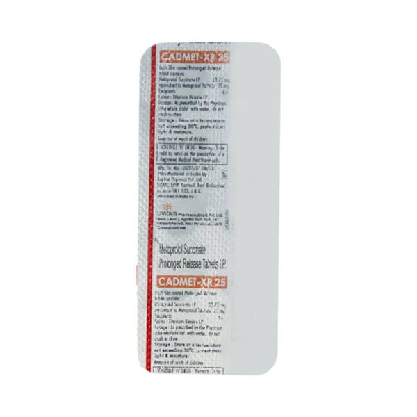 Cadmet Xr 25Mg Strip Of 10 Tablets