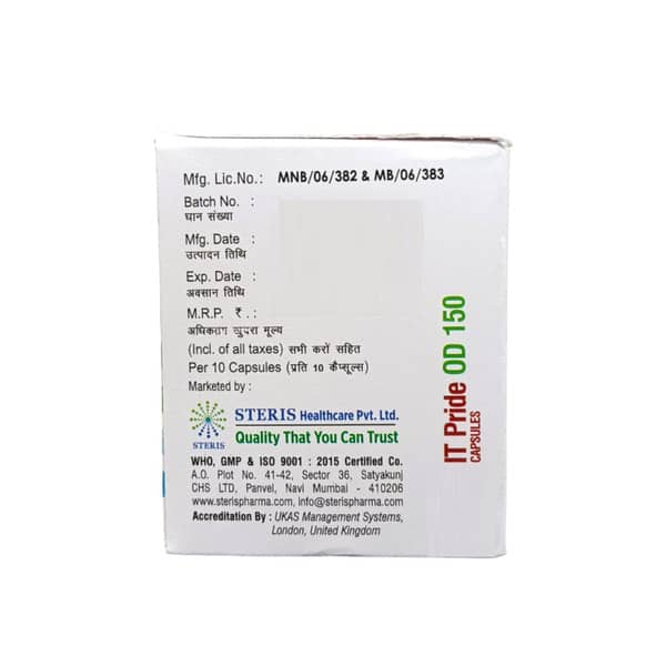 It Pride Od 150mg Strip Of 10 Capsules