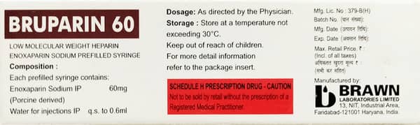 Bruparin 60Mg Pre Filled Syringe Of 0.6Ml Injection