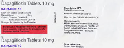 Dapaone 10mg Strip Of 10 Tablets