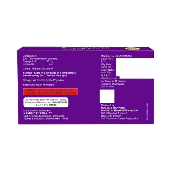 Empaglyde 25mg Strip Of 10 Tablets