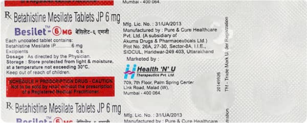 Besilet 6mg Strip Of 10 Tablets