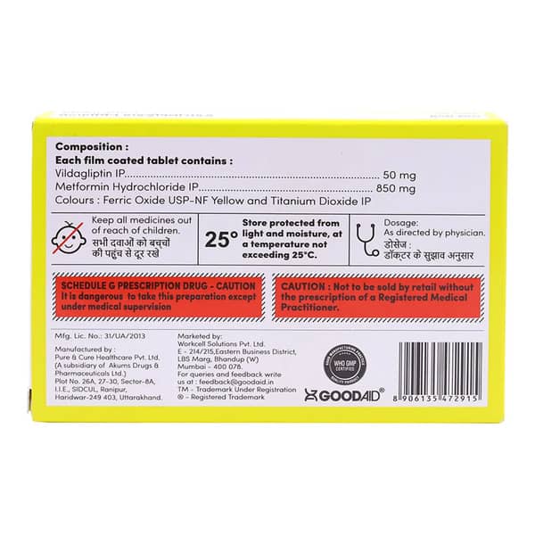 Goodgliptin M 850Mg Strip Of 10 Tablets
