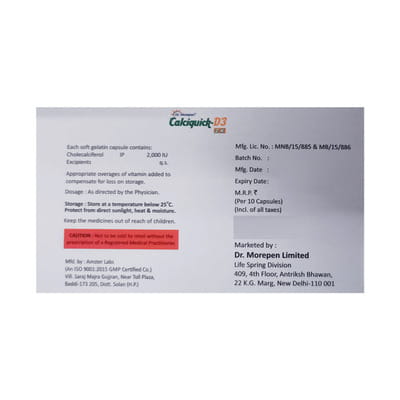 Calciquick D3 2k Capsule 10 No'S