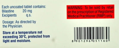Bilasure 20mg Strip Of 10 Tablets