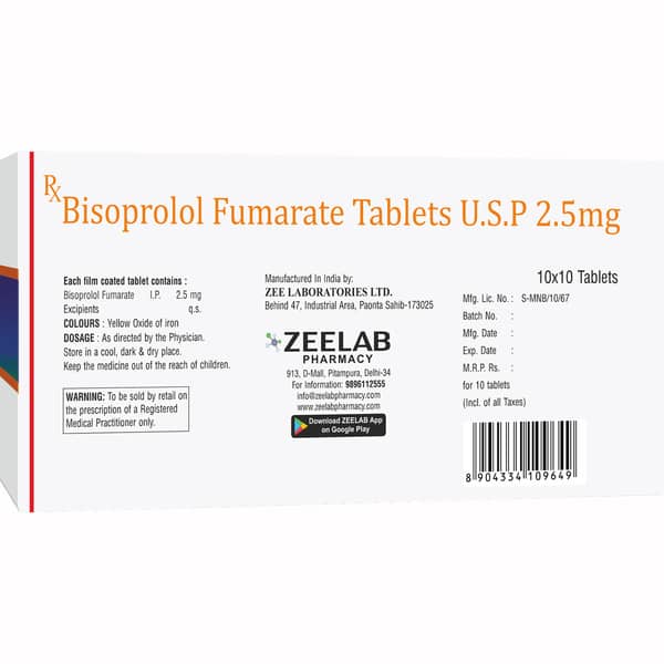 Bisoline 2.5mg Strip Of 10 Tablets