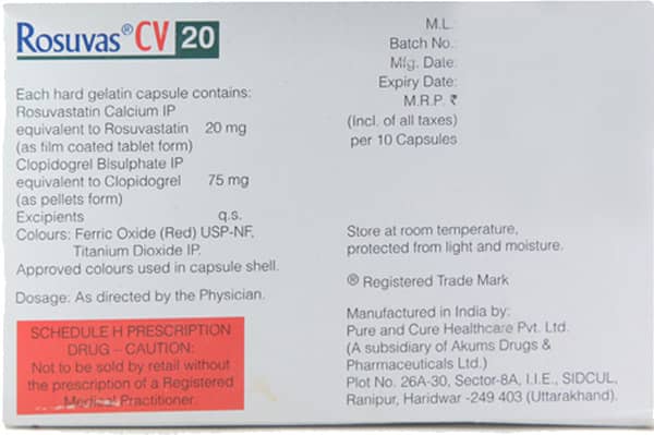 Rosunova Cv 20mg Strip Of 10 Capsules