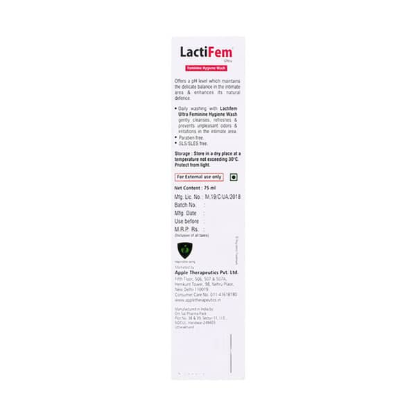 Lactifem Ultra Bottle Of 75ml Intimate Wash