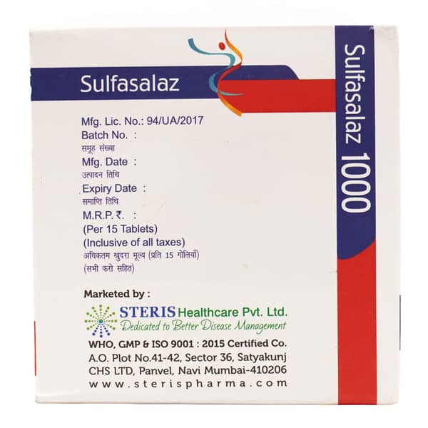 Sulfasalaz 1000mg Strip Of 15 Tablets