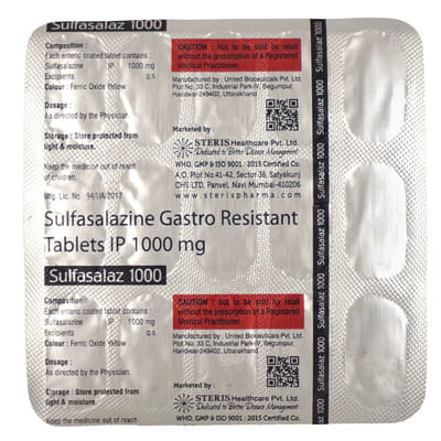 Sulfasalaz 1000mg Strip Of 15 Tablets