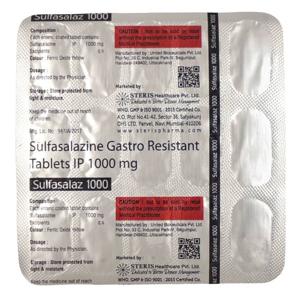 Sulfasalaz 1000mg Strip Of 15 Tablets