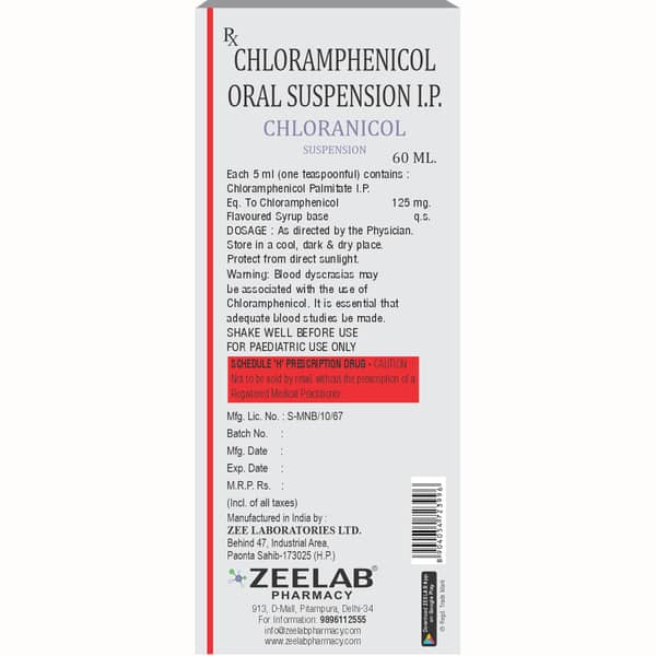 Chloranicol Bottle Of 60ml Suspension