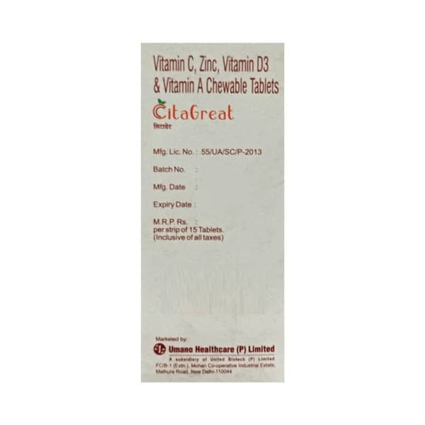 Citagreat Orange Flavour Strip Of 15 Chewable Tablets