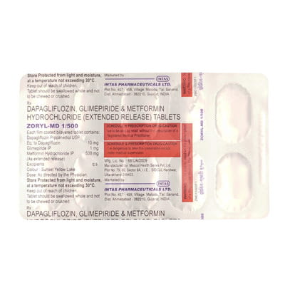 Zoryl Md 1/500mg Strip Of 10 Tablets