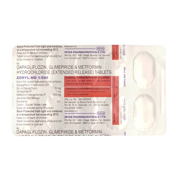 Zoryl Md 1/500Mg Strip Of 10 Tablets