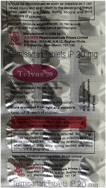 Telvas 20mg Strip Of 15 Tablets