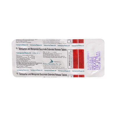Telmiprime Beta 25mg Strip Of 10 Tablets