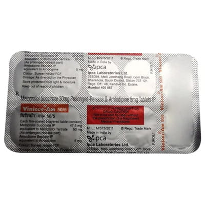 Vinicor Am 50/5mg (Prolonged Release) Strip Of 10 Tablets
