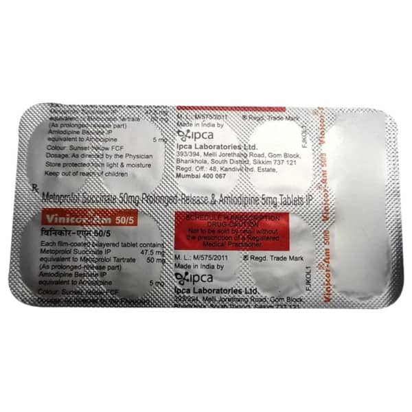 Vinicor Am 50/5mg (Prolonged Release) Strip Of 10 Tablets