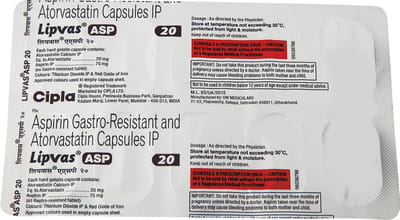 Lipvas Asp 20mg Strip Of 10 Capsules