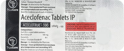 Aceclotrue 100mg Strip Of 10 Tablets