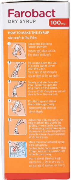 Farobact 100mg Tutti Frutti Flavour Bottle Of 30ml Dry Syrup