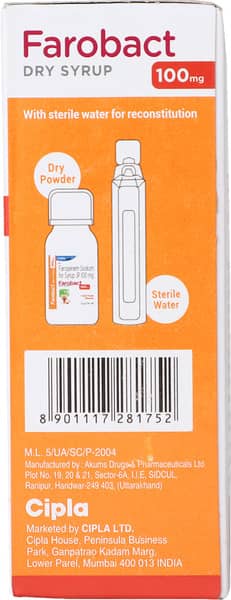 Farobact 100mg Tutti Frutti Flavour Bottle Of 30ml Dry Syrup
