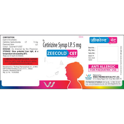 Zeecold Cet Junior Bottle Of 60ml Syrup