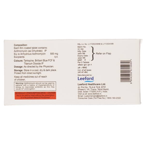 Azrolid 500mg Strip Of 5 Tablets
