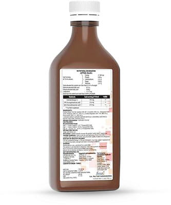 कॉग्नि 3 ओमेगा मैंगो पीच फ्लेवर शुगर फ्री सिरप 200एमएल की बोतल