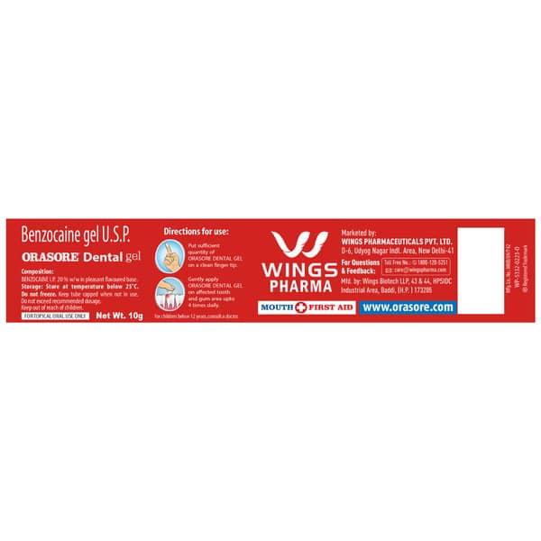 Orasore 20% Tube Of 10gm Dental Gel
