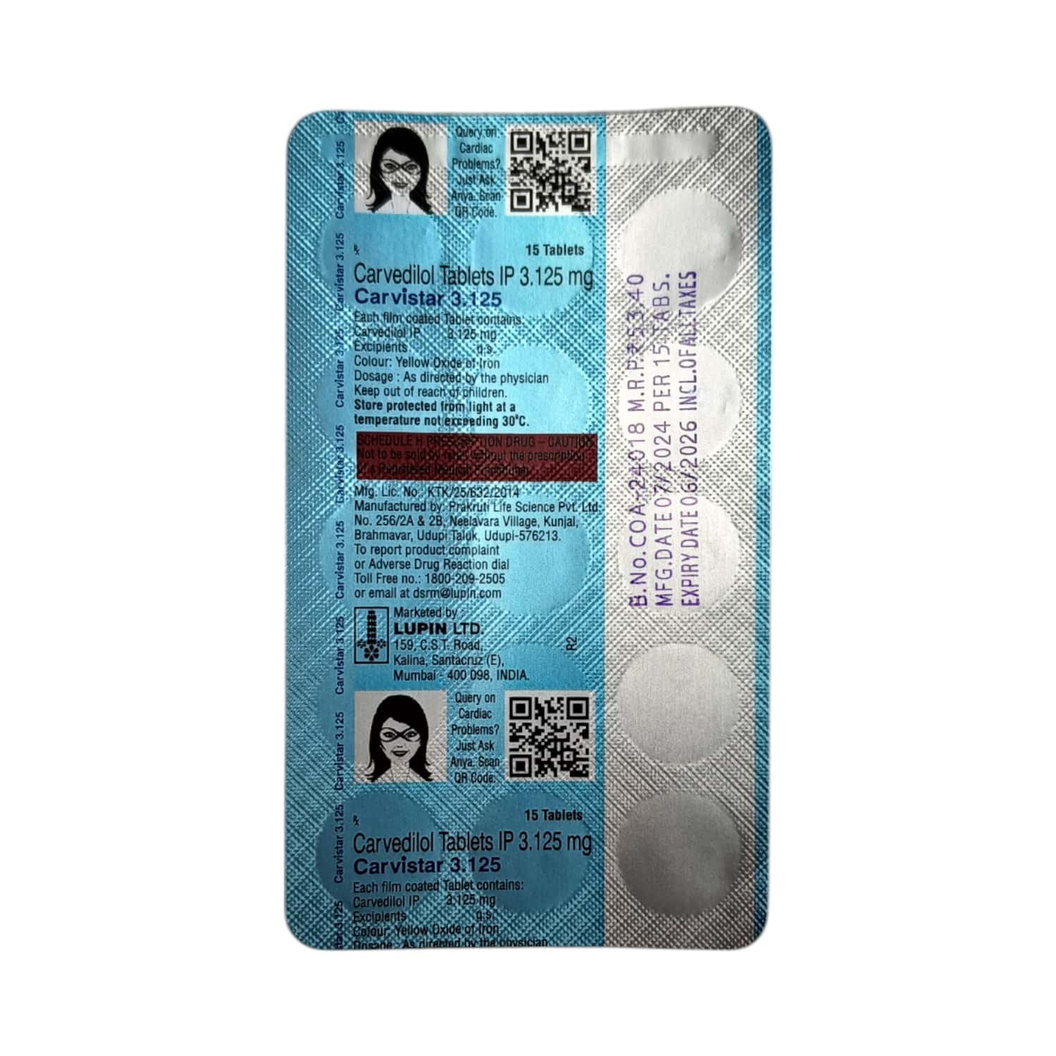 carvistar 3.125mg tablets