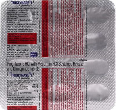 The Triglynase 1mg Strip Of 10 Tablets