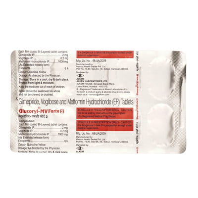 Glucoryl Mv Forte 2mg Strip Of 10 Tablets