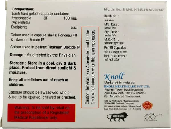 Itraconol 100mg Strip Of 10 Capsules