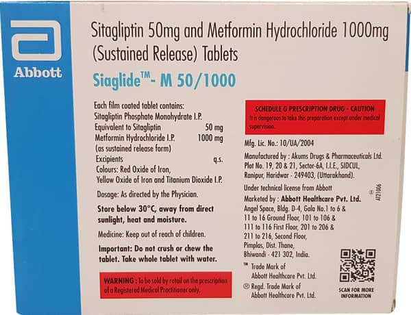 Siaglide M 50/1000mg Strip Of 15 Tablets