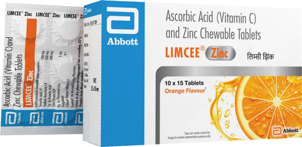 Limcee Zinc Orange Flavour Strip Of 15 Chewable Tablets