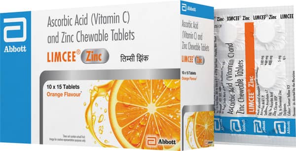 Limcee Zinc Orange Flavour Strip Of 15 Chewable Tablets