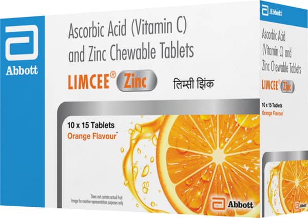 Limcee Zinc Orange Flavour Strip Of 15 Chewable Tablets