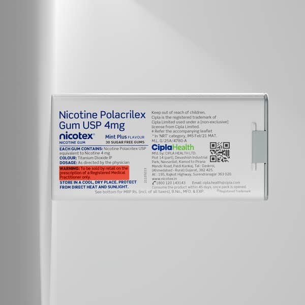Nicotex 4Mg Mint Plus Flavour Sugar Free Tin Of 30 Chewing Gums