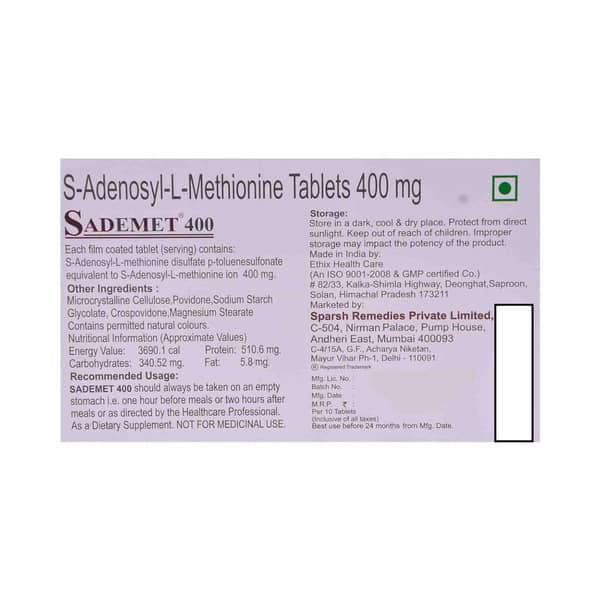 New Sademet 400Mg Strip Of 10 Tablets