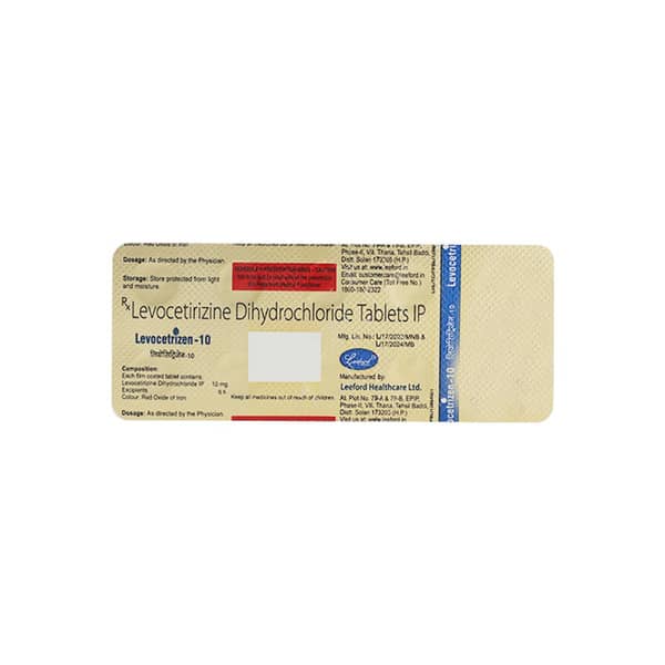 Levocetzine Strip Of 10 Tablets