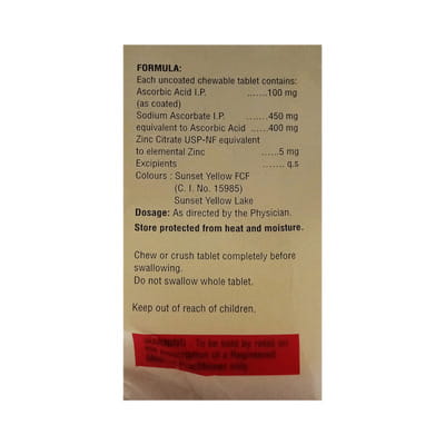 Zascor Lemon Honey Flavour Sugar Free Strip Of 15 Chewable Tablets