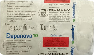 Dapanova 10mg Strip Of 15 Tablets