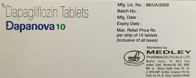 Dapanova 10mg Strip Of 15 Tablets
