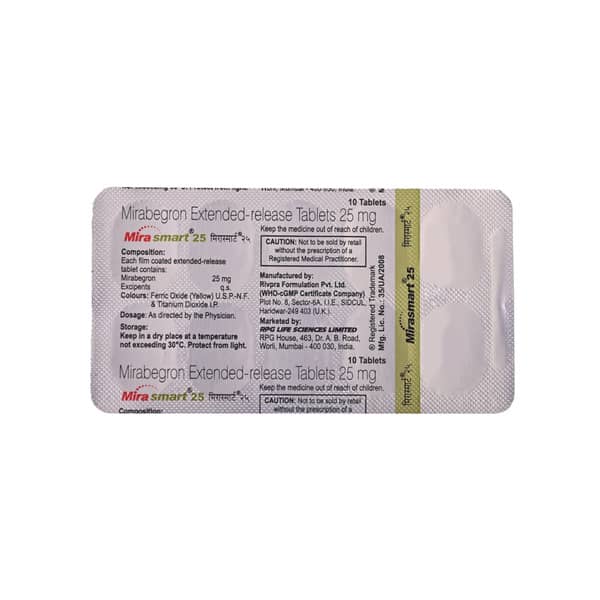 Mirasmart 25mg Strip Of 10 Tablets