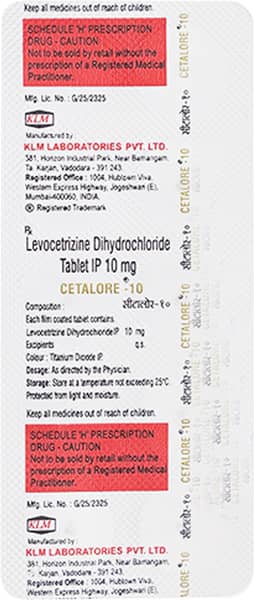 Cetalore 10mg Strip Of 10 Tablets
