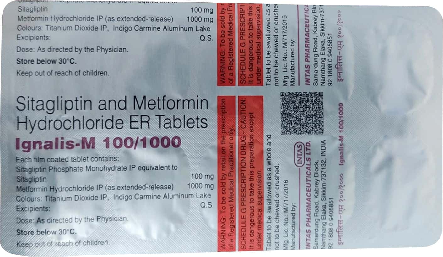 Ignalis Ignalis M 100/1000mg Strip Of 10 Tablets: Uses, Side Effects, Price ...