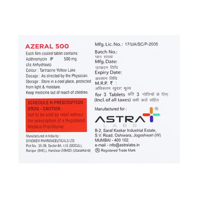 Azeral 500 Strip Of 3 Tablets